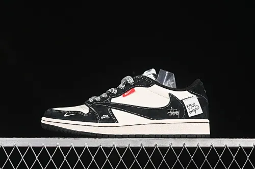 All categories Air Jordan Jordan series basketball shoes Air Jordan 1 Low high-end customized low-top sneakers Travis Scott x Fragment Design x Air Jordan 1 Low OG SP AJ1 Joe 1 Stussy co-branded black and white fabric low-top cultural casual sneakers YX5066-299
